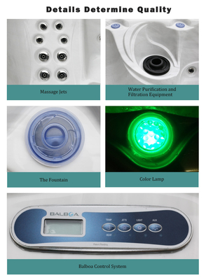 Bồn tắm nước nóng 5 người Acrylic Hệ thống Spa ngoài trời Balboa Bồn tắm xoáy nước lạnh