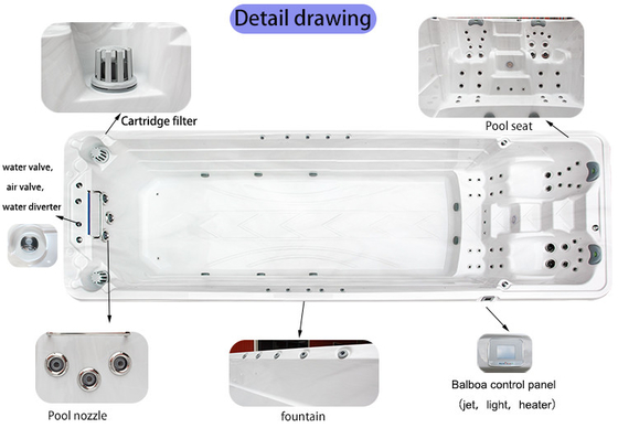 Acrylic Spa Tub Hydropool Swimspa Hot Massage Tube với dòng chảy cao cho nhà spa ngoài trời thư giãn