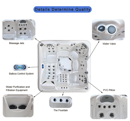 White Marble 1300L Outdoor Spa Hot Tub Acrylic Spa Bathtubs Whirlpool Balboa Hệ thống