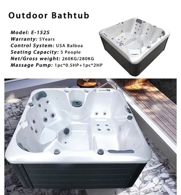 Bồn tắm nước nóng ngoài sang trọng cho 5 người với bồn tắm nước nóng massage bồn tắm acrylic với loa Bluetooth