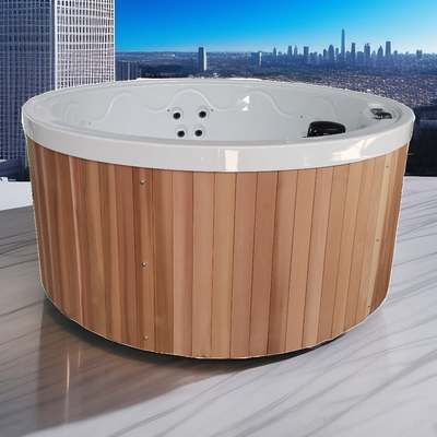 Red Cedar Wood Sauna Bồn tắm nước nóng Bể tắm nước nóng Massage Spa ngoài trời Bồn tắm tròn