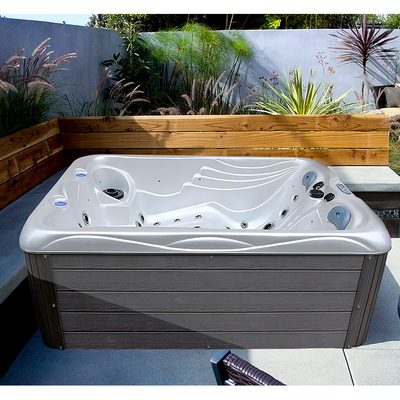 Kích thước nhỏ 3 người Bồn tắm nước nóng đặt sàn ngoài trời Bồn tắm spa xoáy nước có đèn LED