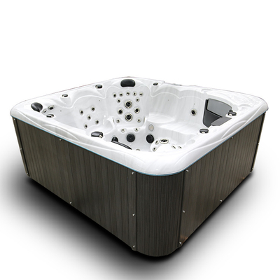 Bồn tắm nước nóng Spa xoáy ngoài trời dành cho 7 người với hệ thống chiếu sáng nhiều màu và giá để cốc